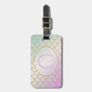 Etiqueta De Bagagem A Pequena Sereia. Ouro redimensionado em um turque