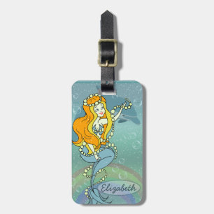 Etiqueta De Bagagem A sereia e o golfinho adicionam o nome e o número