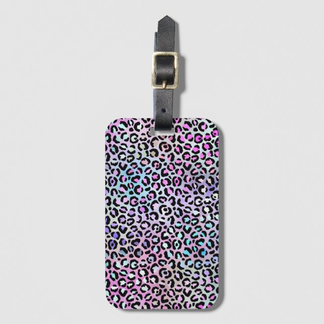 Etiqueta De Bagagem A Série Leopardo Iridescente Design 12 (Frente Vertical)