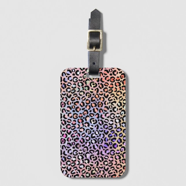Etiqueta De Bagagem A Série Leopardo Iridescente Design 7 (Frente Vertical)