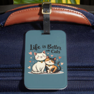 Etiqueta De Bagagem A vida é melhor com gatos Estética de gatos fofos