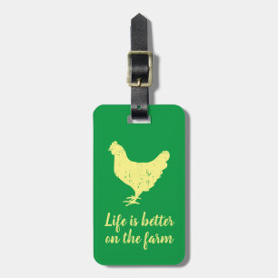 Etiqueta De Bagagem A vida é melhor na fazenda do desenho de frango e