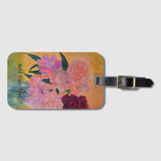 Etiqueta De Bagagem A Vida Estática com a Pintura de Peônias