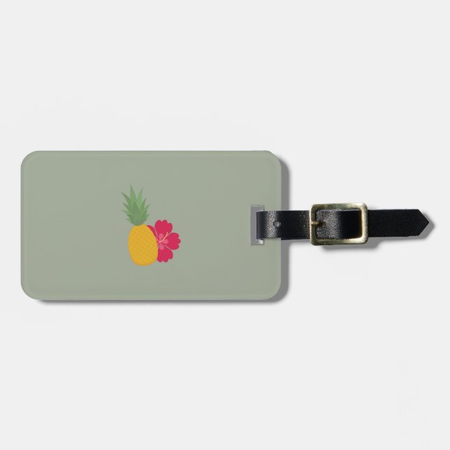 Etiqueta De Bagagem Abacaxi com flor (Frente Horizontal)