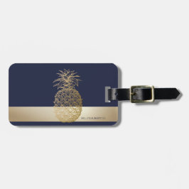 Etiqueta De Bagagem Abacaxi Dourado,Listra -Personalizado