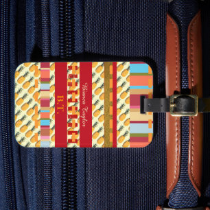 Etiqueta De Bagagem Abacaxis de faixas de cores personalizadas na moda