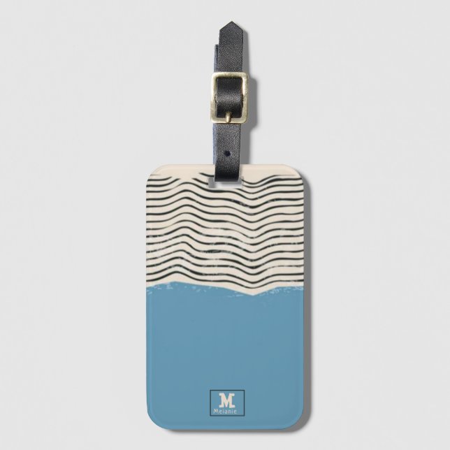 Etiqueta De Bagagem Abstract minimalist artistic lines Monogram (Frente Vertical)