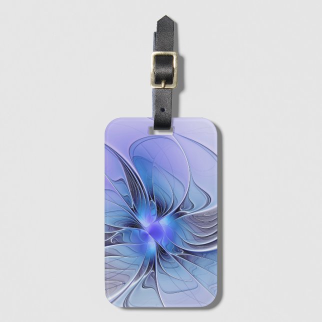 Etiqueta De Bagagem Abstract Modern Fractal Art Lavender Blue (Frente Vertical)