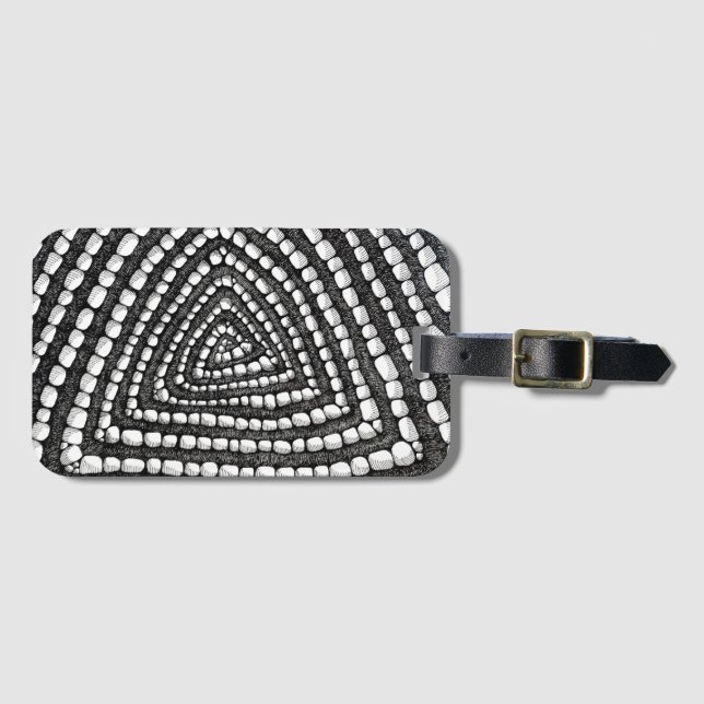 Etiqueta De Bagagem Abstract Triangle Detailed Pen and Ink Shapes  (Frente Horizontal)