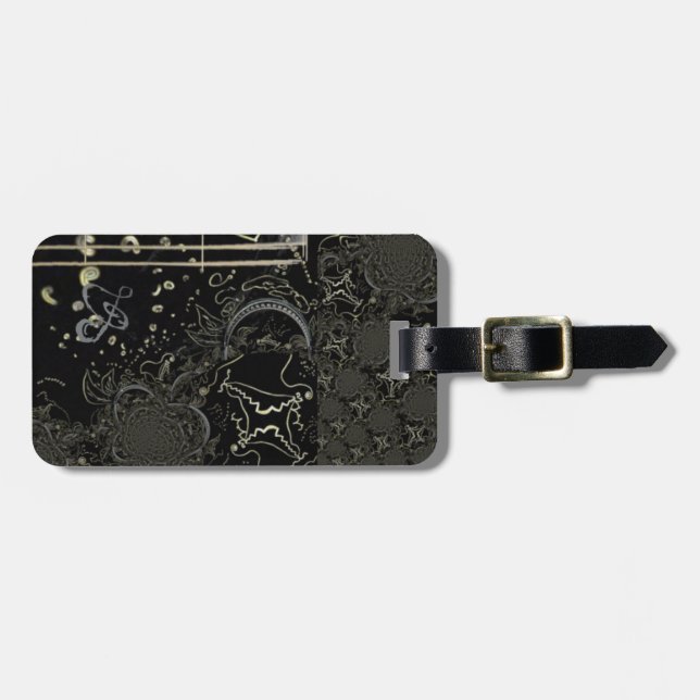Etiqueta De Bagagem Abstrato Art Black (Frente Horizontal)