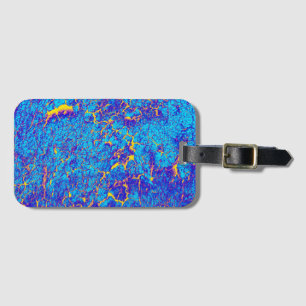 Etiqueta De Bagagem Abstrato Azul, Cor Brilhante, Amarelo Púrpura