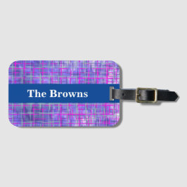 Etiqueta De Bagagem Abstrato das Linhas de Grade Rosa e Roxo Modernas