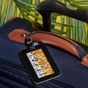 Etiqueta De Bagagem Abstrato de Arte Africana - Dançarinos Incríveis