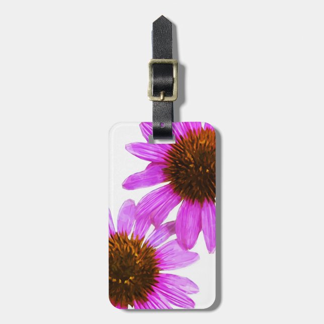 Etiqueta De Bagagem Abstrato de Flor Echinacea Roxo (Frente Vertical)