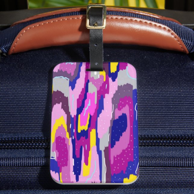 Etiqueta De Bagagem Abstrato de Starry em Purples e Blues (Frente Insitu 2)
