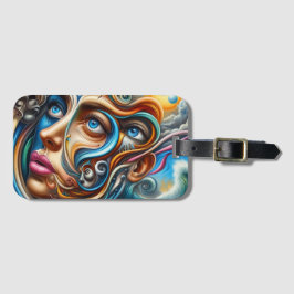 Etiqueta De Bagagem Abstrato Dreamscape Ocean Serenity & Cosmic Wonder