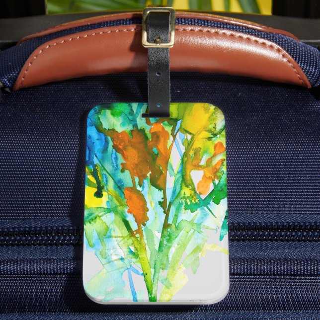 Etiqueta De Bagagem Abstrato floral de flores aquáticas (Frente Insitu 2)