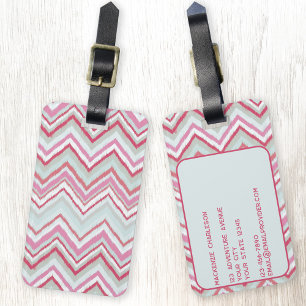Etiqueta De Bagagem Abstrato Geométrico Moderno Ikat Chevron Stripe