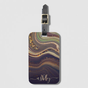 Etiqueta De Bagagem Abstrato Marble e Glitter
