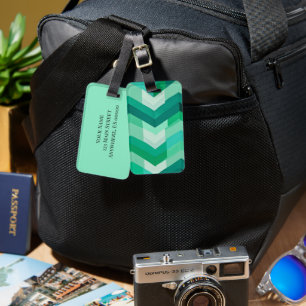 Etiqueta De Bagagem Abstrato moderno Chevron em Verde