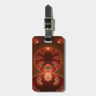 Etiqueta De Bagagem Abstrato Moderno Luminoso Laranja Vermelho Fractal