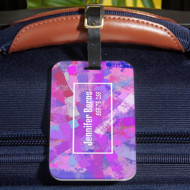 Etiqueta De Bagagem Abstrato Pincel Trave textura. (Frente Insitu 2)