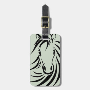 Etiqueta De Bagagem Abstrato Preto Cavalo Verde