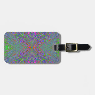 Etiqueta De Bagagem Abstrato Trippy Purple, Orange e Green Butterfly
