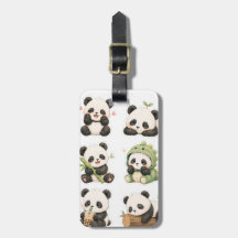 Adesivo de Bagagem com Padrão de Urso Panda Kawaii