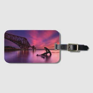 Etiqueta De Bagagem Adiante ponte do trilho no por do sol Scotland