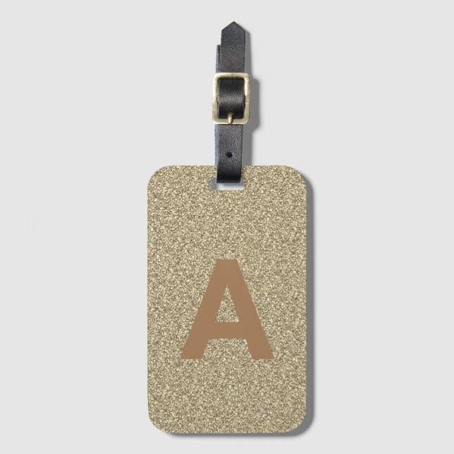 Etiqueta De Bagagem Adicionar a Glitter Dourada Personalizada do Monog (Frente Vertical)