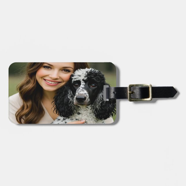 Etiqueta De Bagagem Adicionar Foto de Poddle Personalizar Customizar (Frente Horizontal)