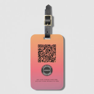 Etiqueta De Bagagem Adicionar Logotipo Código QR Negócios Ombre Rosa