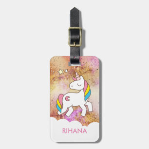 Etiqueta De Bagagem Adicionar seu nome Cute Magical Unicorn Personaliz