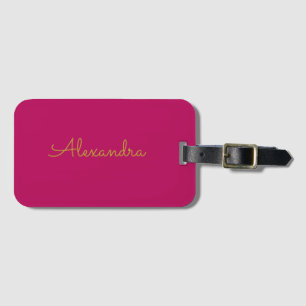 Etiqueta De Bagagem Adicione o ouro simples preto personalizado nome