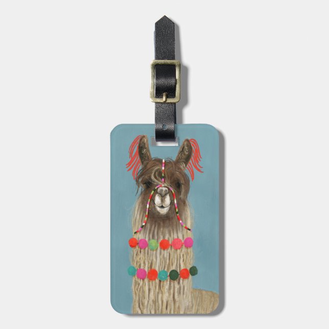 Etiqueta De Bagagem Adicione seu nome | Llama Adorado - Castanho (Frente Vertical)