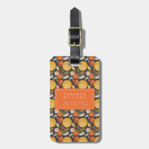 Etiqueta De Bagagem Adicione seu teste padrão floral retro clássic