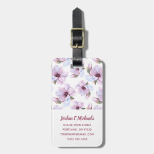 Etiqueta De Bagagem Adicione seu teste padrão floral romântico