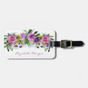 Etiqueta De Bagagem Adoráveis Flores em Aquarela Feminina
