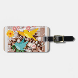 Etiqueta De Bagagem Adoráveis pássaros e flores Arte IA