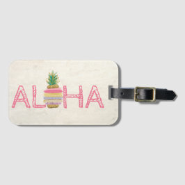 Etiqueta De Bagagem Adorável Aloha Havaiano Listrado de Abacaxi