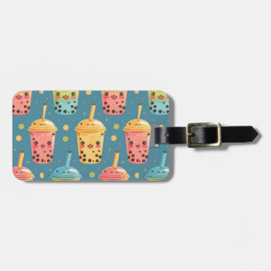 Etiqueta De Bagagem Adorável Kawaii Boba Drink Design