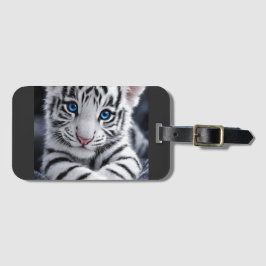 Etiqueta De Bagagem Adorável Poster de Filhote de Tigre Branco com Olh