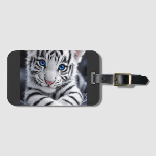 Etiqueta De Bagagem Adorável Poster de Filhote de Tigre Branco com Olh