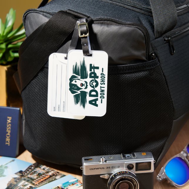 Etiqueta De Bagagem Adotar não comprar 2 (Frente e Verso)