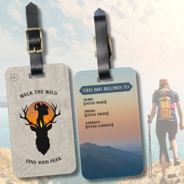 Etiqueta De Bagagem Adventure Travel Hiking Wilderness Gear (Identify your outdoor adventure gear instantly with a rugged wilderness luggage tag!)