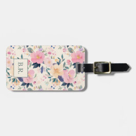 Etiqueta De Bagagem Aestética Romântica Floral Elegante Rosa Esbranqui