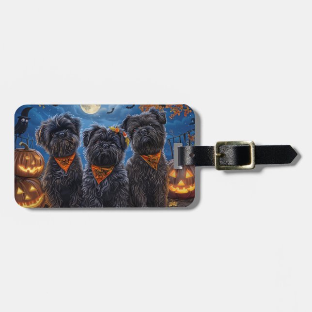 Etiqueta De Bagagem Affenpinscher Halloween Spooky (Frente Horizontal)