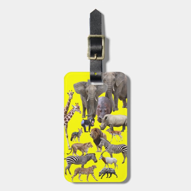 Etiqueta De Bagagem African Animals (Frente Vertical)