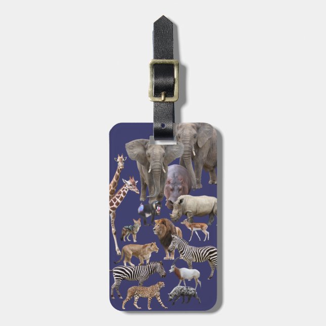 Etiqueta De Bagagem African Animals (Frente Vertical)